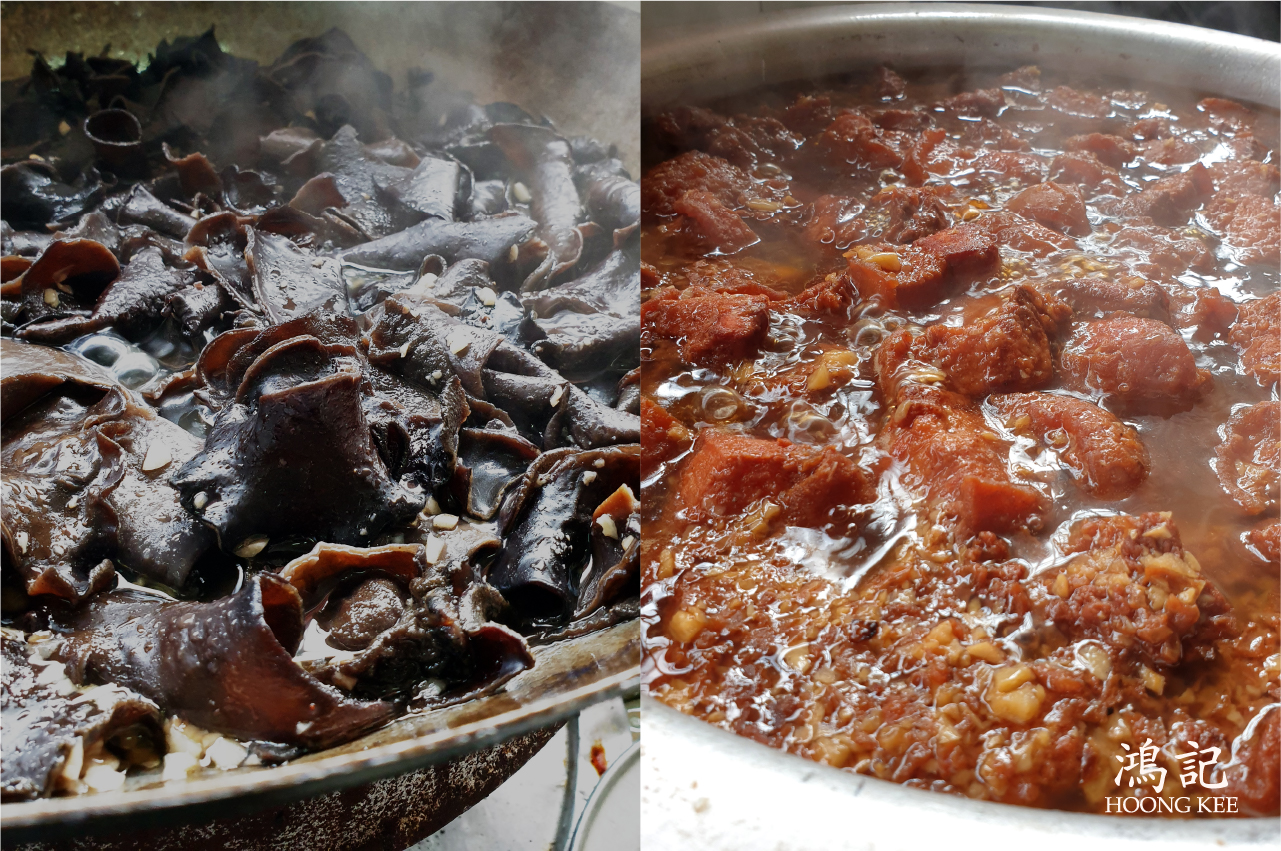 Traditional cooking process of Hakka braised pork belly