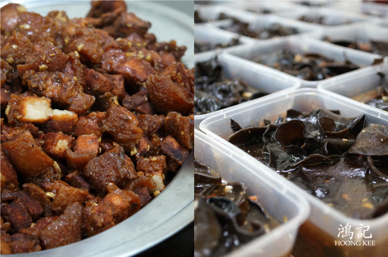 Hakka braised pork belly prepared for takeaway and delivery