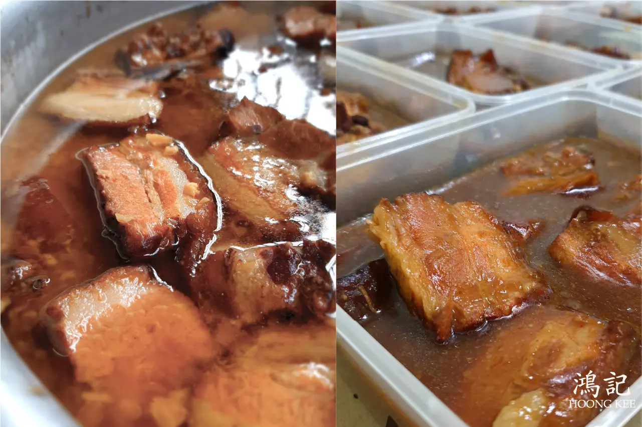 Braised pork belly with yam simmering in rich soy sauce gravy, slow-cooked Chinese comfort food