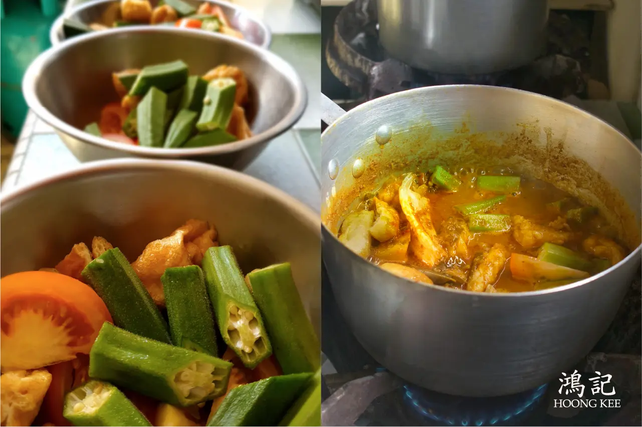 Fusion curry cooked with vegetables using Chinese and Indian influences