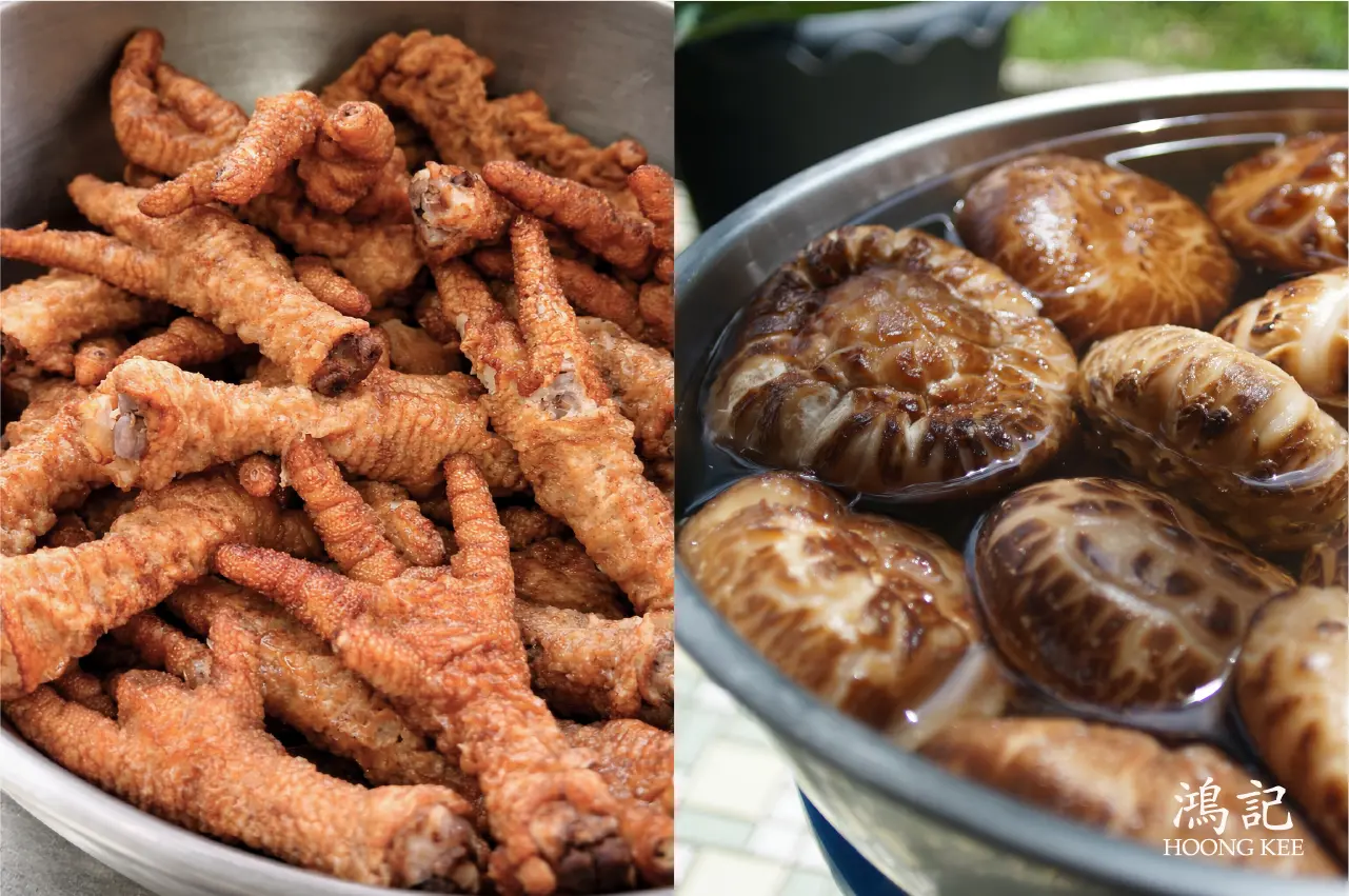 Prepared chicken feet and mushrooms for braised chicken feet with mushrooms, Chinese home-style cooking